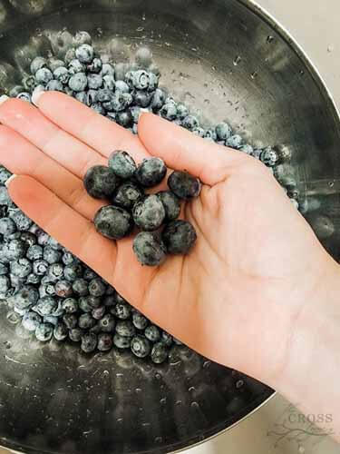 Washing Blueberries in the OXO Salad Spinner bowl.