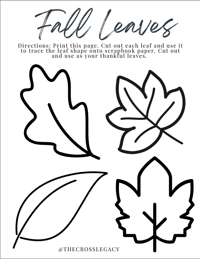 Printable Download of assorted leaf shapes
