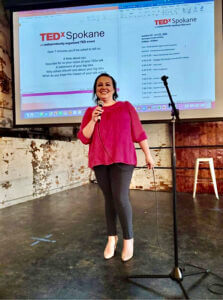 Amy on the TEDx Spokane Stage for her audition.