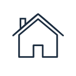 Stock Your Pantry icon - Ivory circle icon with blue house.