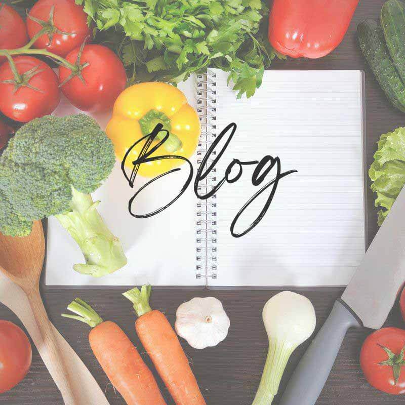 Blog Page Featured Image - Vegetables with a Notebook and the word "Blog".